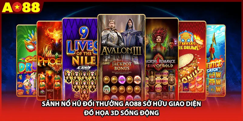 Sảnh nổ hũ đổi thưởng AO88 sở hữu giao diện đồ họa 3D sống động